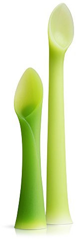 Olababy Baby und Kinder Löffel (Training, 2er Set) - flexible Esslernlöffel für Beikost Einführung | Weiches, biegsames Silikon BPA-frei