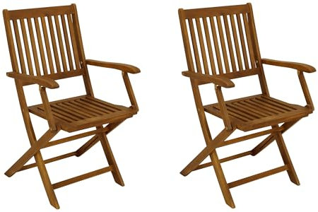 DEGAMO Gartenstuhl Klappstuhl Benita mit Armlehnen, Holz Akazie braun geölt, FSC®-Zertifiziert, Outdoor, 2 STÜCK