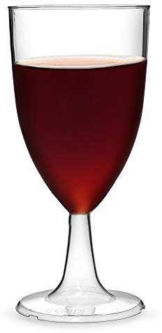 Disposable Plastic Tulip Wine Glasses 215ml CE Lined at 125ml & 175ml - Set of 4 - Disposable Wine Glasses