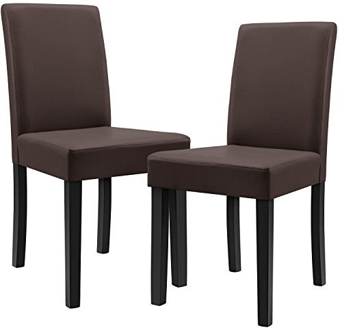 [en.casa] Esszimmerstühle Hamburg 2er Set Küchenstühle Kunstleder Polsterstuhl 89 x 43 x 54 cm Holzbeine Braun