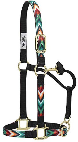 Vävare läder Chevron justerbar nylon häst nylon hästgrimma stor, svart/multi