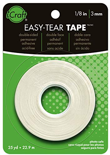 iCraft Easy-Tear Double-Sided Adhesive Tape, 1/8 x 25 Yards, White