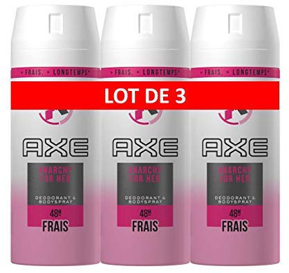 Axe Anarchy for Her, Déodorant Femme Spray Antibactérien, Fraîcheur 48h, Pour sentir bon toute la journée, Contre les mauvaises odeurs (Lot de 3x150ml)