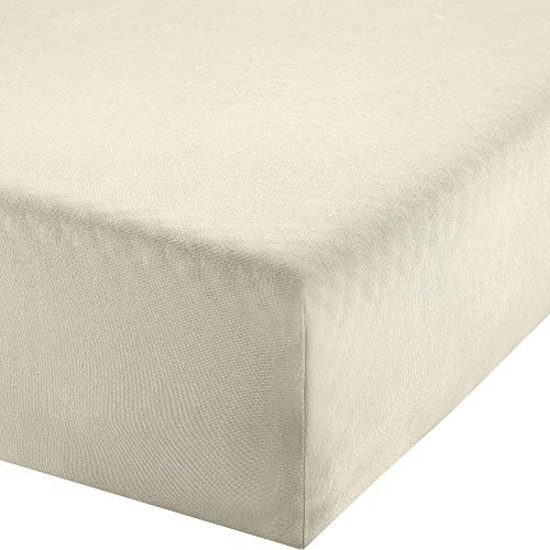 Erwin Müller Boxspringbett-Spannbettlaken Freising Elasthan-Jersey-Stretch - wollweiß Größe 180x200 cm - 200x220 cm - dehnbar, antipilling, bügelfrei, Rundumgummi