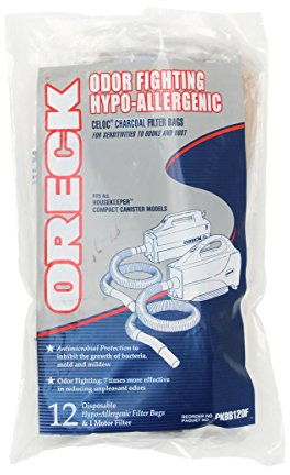 Oreck Vacuum Cleaner Bags for Handheld Vacs, Pack of 12, White, Hypo-Allergenic, Part # PKBB12OF, Oreck Odor Fighting Vacuum Bags