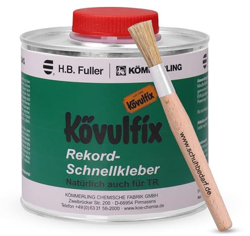300g boîte de colle de contact - colle forte végétalienne - Kövulfix Rekord colle pour chaussures extra forte résistante à l'eau avec pinceau à colle - colle flexible pour semelles