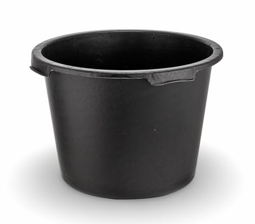 BURI 1 Stück Mörtelkübel rund 40L, 48cm breit, 34cm hoch, schwarz Pflanzwanne Pflanzenkübel außen Pflanzkübel groß Maurerwannen Baueimer Eimer Mörtelwanne Pflanzgefäß Kübel Maurerkübel, Größe:40 Liter