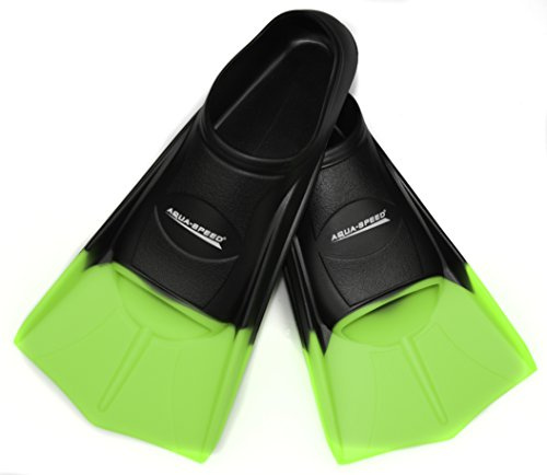 Aqua Speed® HIGH TECH Kurze Trainingsflossen | Schwimmflossen | Schwimmtraining | Kurzflossen | Taucherflossen | Größen 33-48, Größen:35/36, Modell:schwarz/neon-grün/38