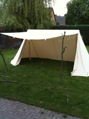 Zelte-Max Mittelalterliches Saxon Tent Doppelglockenzelt Sachsenzelt - 100% Baumwolle, Natur - Reenactment Optik - 2 Personen - Made in Germany