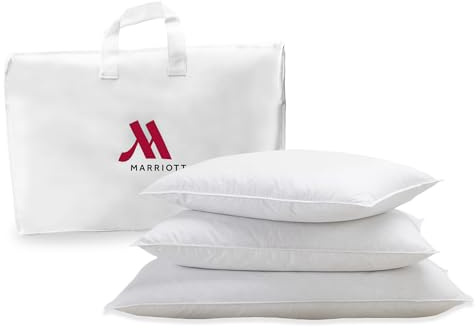 Marriott Luxury Hotel Pillows | Standard Size Feather & Down Pillow for Side & Back Sleepers | Plush Dual-Chamber Design, Hypoallergenic & Machine Washable | 2 Pack