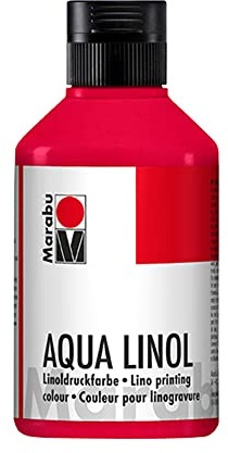 Marabu 15100013032 - Tinta de linóleo a Base de Agua, Resistente a los borrones, carmesí, 250 ml, para Todas Las técnicas de impresión en Relieve en la Escuela, el Ocio y Las Artes gráficas