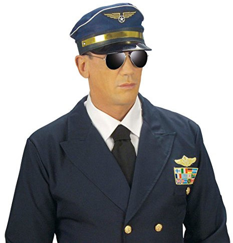 NET TOYS Pilotenmütze blau Faschingsmütze Karneval Fasching Mütze Pilot Piloten Hut Flugkapitän Fliegermütze Fliegerhut Pilotenhut