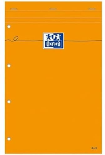 OXFORD Lot de 5 Bloc-Notes Perforé Orange A4+ Petits Carreaux 5mm 80 Feuilles Agrafées Couverture Carte Enduite Orange