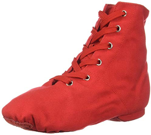 Danzcue Womens Red Canvas Lace up Jazz Boot Shoes, 5 M US