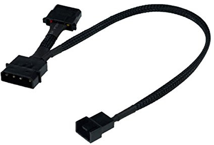 Phobya Adapter 4Pin Molex (12V) auf 4Pin PWM 30cm - Schwarz Kabel Lüfterkabel und Adapter