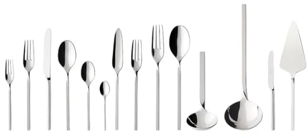 Villeroy & Boch NewWave Posate da Tavola, 113 Pezzi, Acciaio Inossidabile, Grigio (Argento)