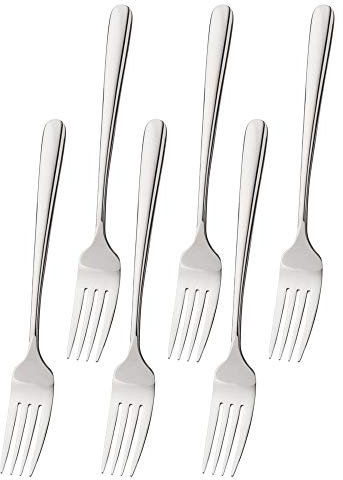 FOXAS 6 Stück Tafelgabeln Menügabeln Edelstahl, 19CM Besteck Gabeln für Abendessen, Gabel Spülmaschinenfest, Schwer und Hochwertig, Serie Bon Appétit