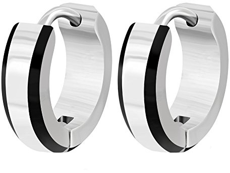 schmuxxi Hoop Earrings Folding Hoop Earrings I Stainless Steel Black/Silver I High Quality and Skin-Friendly I Jewellery Set for Men and Women