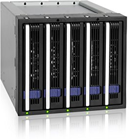 ICY Dock FatCage MB155SP-B 5 Bay EZ-Tray 3.5 SATA Hard Drive Hot-Swap Backplane Cage in 3X 5.25 Bay