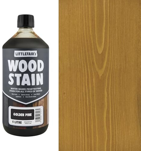 Littlefair's Wood Stain Water-Based - (Golden Pine) – Non-Toxic, Eco-Friendly & Quick Drying - Easy-to-Apply, Concentrated Formula for All Wood Types – 1 LTR
