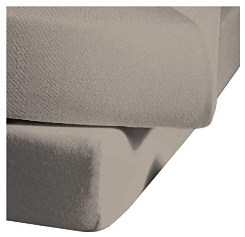 fleuresse Comfort Spannbettlaken (96 % Baumwolle, 4 % Elasthan), mit Rumdumgummizug, Ökotex Standard 100, für Matratzen bis 26 cm Höhe, 90 - 100 x 200 - 220 cm, taupe