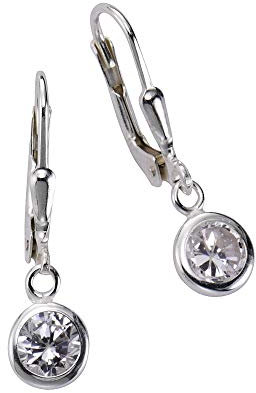Zeeme Basic Damen Ohrringe 925/- Sterling Silber 2,5cm Glänzend Zirkonia weiß 299230003