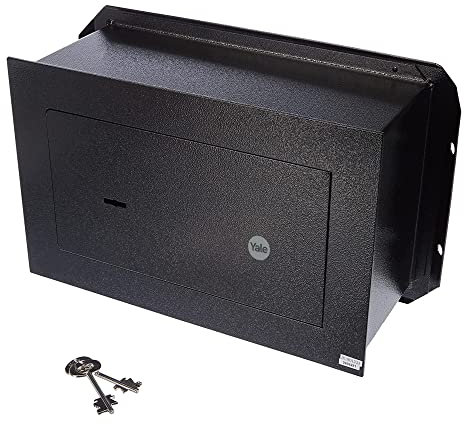 Yale Cassaforte da Muro YWV/230/KB1, Nero, Accesso Tramite Chiave a Doppia Mappa, Chiusura con 2 Catenaccio in Acciaio Inox da 16mm