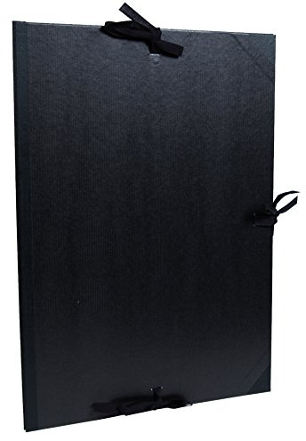 Clairefontaine - Ref 38815C - Kraft konstmapp - 50 x 70 cm storlek, 3 band med 3 klaffar, vitt pappersfoder, syrafri - lämplig för transport av konstverk - svart