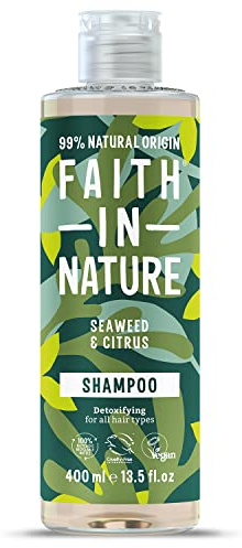 Faith In Nature Natural Seaweed & Citrus Shampoo, Detoxifying for Oily Hair & Scalp, Vegan & Cruelty Free, No SLS, Silicones or Parabens, 400ml