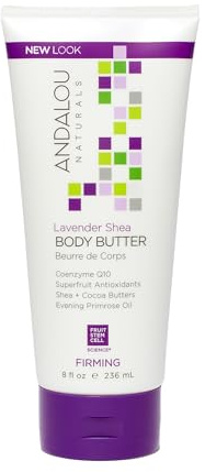 Andalou Naturals Body Butter, Lavender Firming Cream,8 Oz, Shea Butter, Cocoa Butter & Primrose Oil, Body Moisturizer for Dry Skin, Vegan