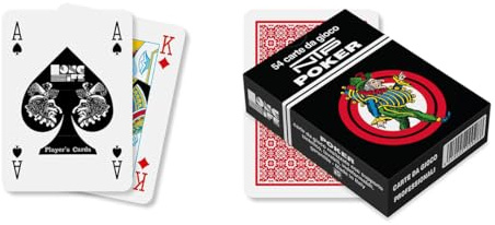 Carte da Gioco Poker Ntp realizzate in PVC Resistenti e Durevoli, Mazzo Long Life con Retro Rosso da 55 Carte francesi con 2 Jolly, Carte Poker, Black Jack e Altri Giochi di Carte, 100% Made in Italy