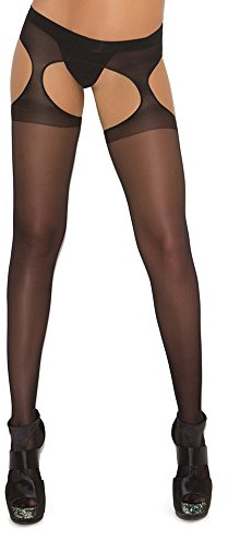 Elegant Moments SHEER SUSPENDER PANTYHOSE. - ONE SIZE - BLACK