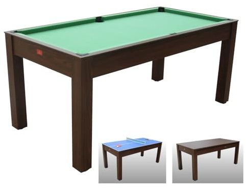 Tavolo da Biliardo 3 in 1 - Biliardo, Ping Pong e Tavolo da Pranzo - Modello Advance Multi (185 cm) - Color Legno