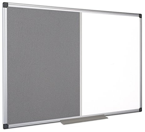 Bi-Office Maya Kombitafel, Grau Filz/Magnetisch, Aluminiumrahmen 180x90cm