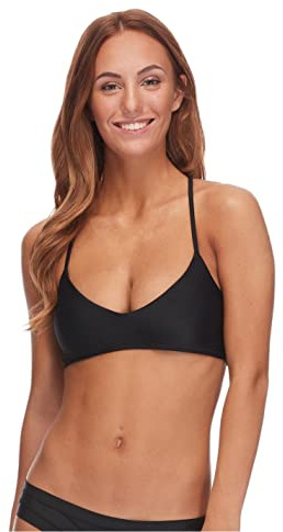 Body Glove Women's Standard Smoothies Alani Solid Strappy Back Bikini Top, Black, Medium