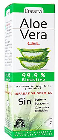 DRASANVI Gel de Aloe Vera con Árbol de Té y Vitamina E | Regenerador Natural para la Piel 100% Natural | Hidratante para el Cuerpo y Rostro | Repara, Calma y Protégé,0% Perfumes y Parabenos,200 ml