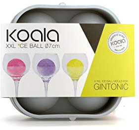 Koala Spain Cubitera para 4 Hielos Esféricos XXL de 7 cm, Molde de Hielo con Tapa Negro