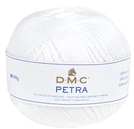 DMC Petra Yarn, 100%, White, Size 8