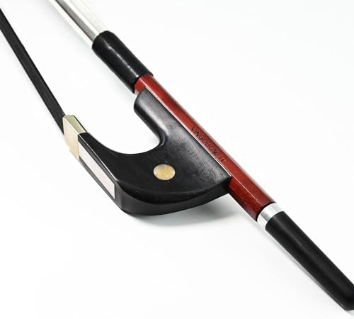 VINGOBOW neuer Brasilienholz Deutscher Kontrabassbogen Schwarzer Rosshaar Pernambuco Leistung 1/2 Größe