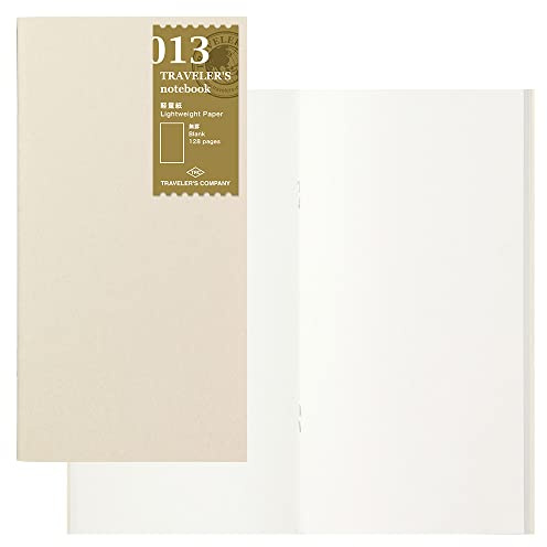 1 X Traveler's Notebook Refill #13 Lightweight Blank Paper 128 Pages