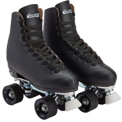 CHICAGO Herren Skates Rollschuhe aus hochwertigem Leder, gefüttert, klassisch, Schwarz Deluxe Rink 6, 4 UK
