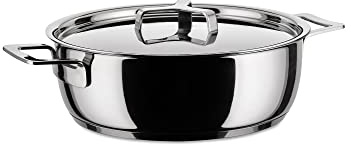 Alessi Pots&Pans Low Casserole, Stainless Steel, 24 cm (AJM102/24)