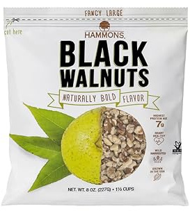 Hammons Fancy Large Black Walnuts - Wild Harvested - Non-GMO - Gluten-Free - High Protein - Keto Snack - Nuts for Cooking and Baking - 8oz