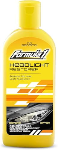 Formula 1 Headlight Restorer-Car Detailing Solution - 8 Fl oz Restores Cloudy and Yellowed Headlights & Improves Night Driving Visibility-One-Step Easy Application Glass Headlight Cleaner for Vehicles