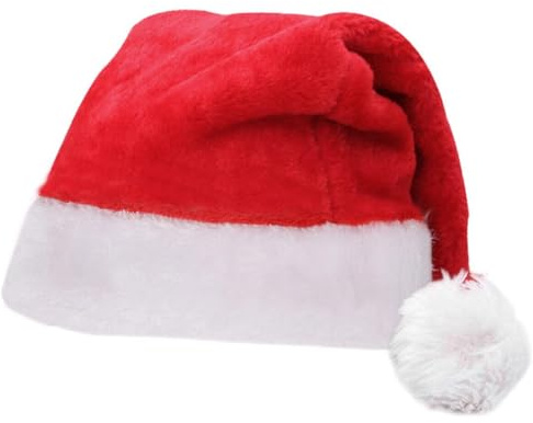 SHATCHI Deluxe Christmas Santa Hat - Hlux, Red/White