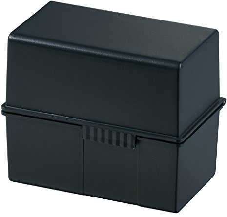HAN Karteibox DIN A7 quer – innovatives, attraktives Design für 300 Karteikarten mit Stahlscharnier und Schnappverschluss, schwarz, 977-13, 1 STÜCK