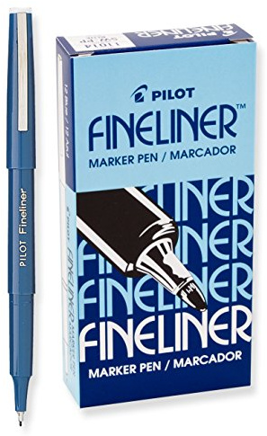 PILOT Fineliner Marker Pens, Fine Point, Blue Ink, 12-Pack (11014)