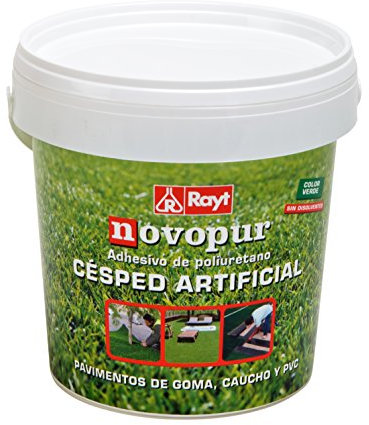 Rayt 1315-70 Novopur Adhesivo bi-componente de poliuretano para césped artificial y también pavimentos de goma, caucho y PVC. Color verde. Secado en 30 minutos. 1,125 kg