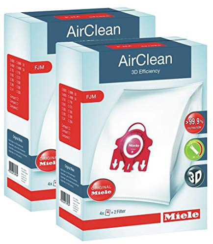2 X Miele 10123220 AirClean 3D Efficiency Dust Bag, Type FJM, 4 Bags & 2 Filters, 12 Piece Set