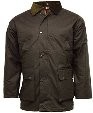 Countryman Mens Country Wax Padded Jacket Check Lined Waterproof Waxed with Hood Coat Ideal for Riding Hunting Fishing Shooting Cotton Brown Olive Green